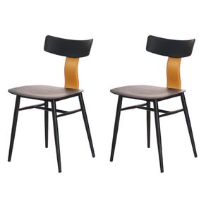 1 Kit 2 Cadeiras Analu Rivatti 42 cm -Largura- Assento e Encosto em PP Preto e Detalhe em PU Marrom